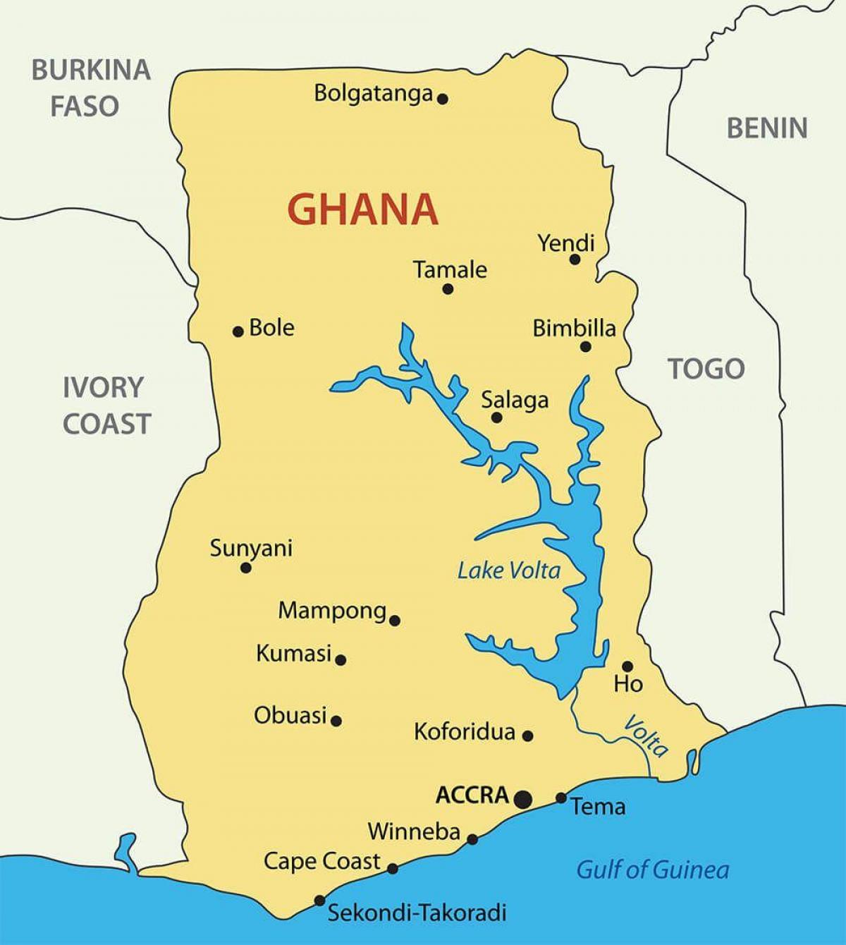 ghana mapa con las ciudades
