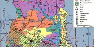 Ghana camino de las direcciones en el mapa