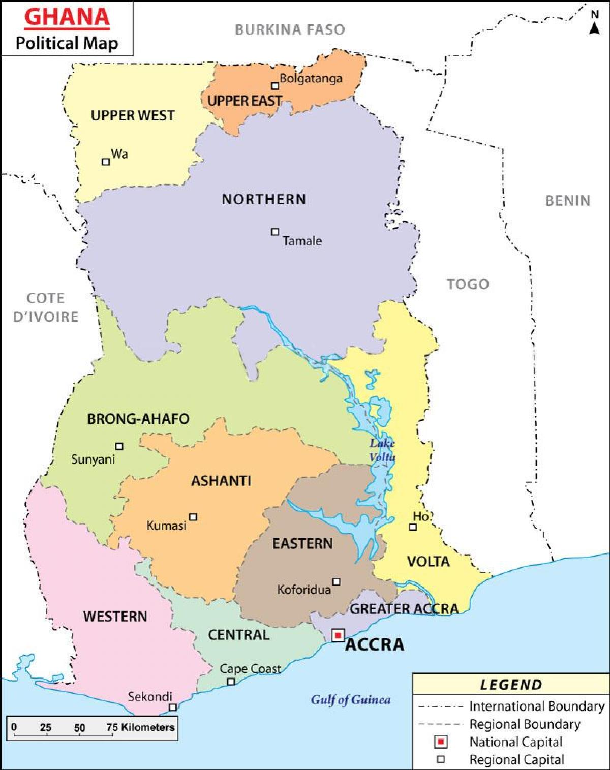 Mapa político de ghana